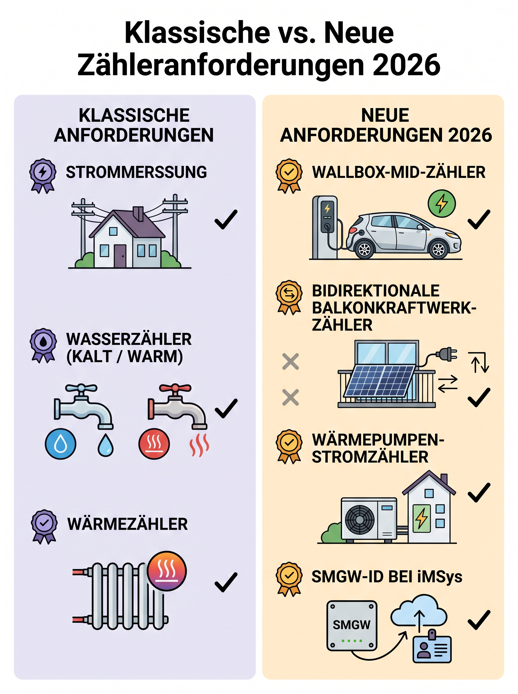 Klassische vs. Neue Zähleranforderungen 2026